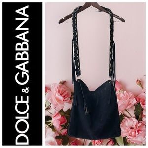 Dolce and Gabbana Vintage Black Suede Crossbody Handbag EPIC Authentic 🐆😎